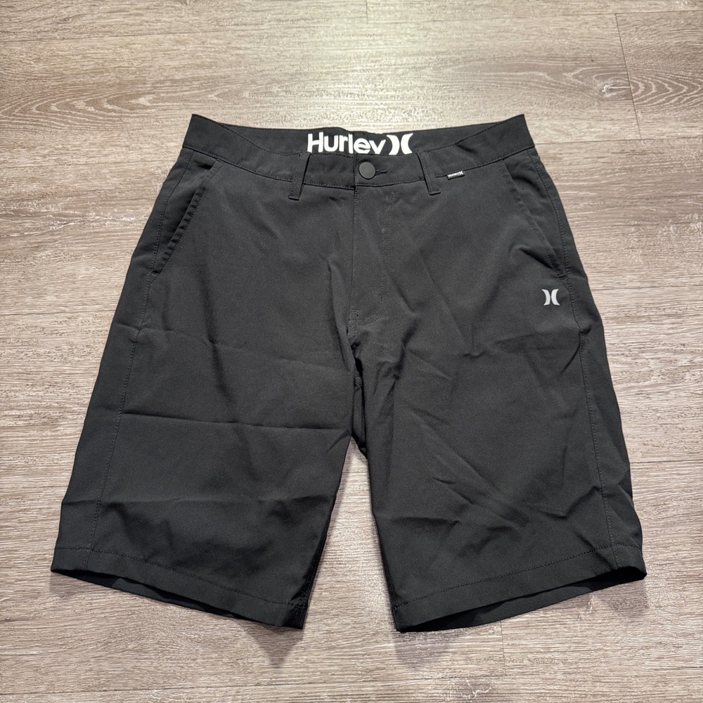 Hurley Hybrid Board Shorts Mens 31 Black Performance Surf Walkshorts Swim Trunks